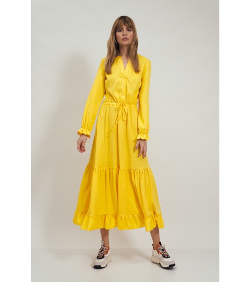 Sukienka Długa żółta sukienka z falbanką S178 Yellow - Nife