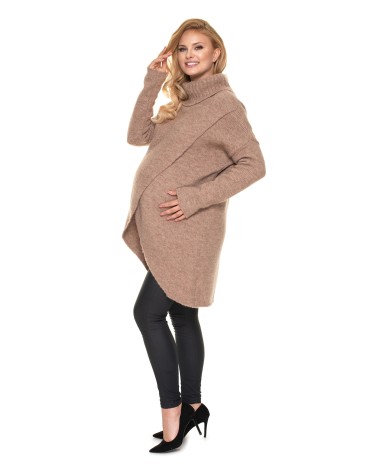 Sweter Ciążowy Model 30078 Cappuccino - PeeKaBoo