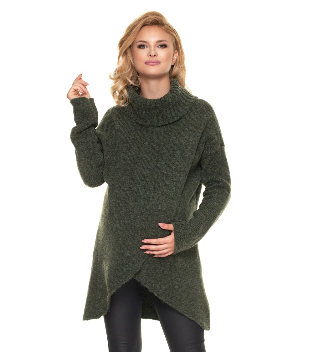 Sweter Ciążowy Model 30078 Khaki - PeeKaBoo