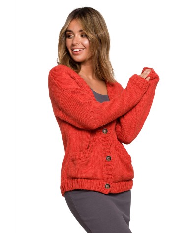Sweter Kardigan Model BK074 Orange - BE Knit