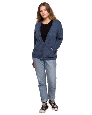 Sweter Kardigan Model BK074 Blue - BE Knit