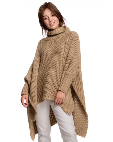 Sweter Ponczo Model BK049 Camel - BE Knit