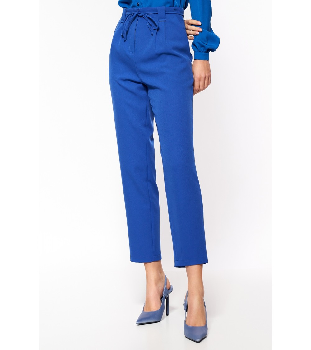 Spodnie Chabrowe spodnie typu paperbag SD67 Blue - Nife