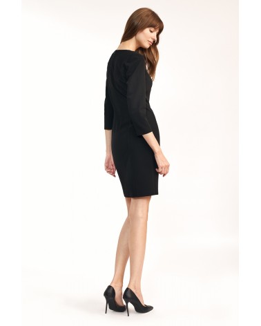 Sukienka Dopasowana czarna sukienka mini  S185 Black - Nife