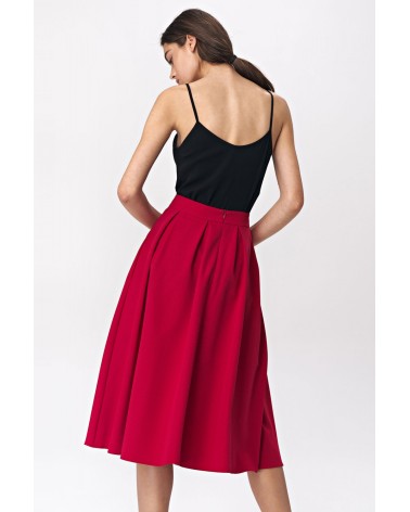 Spódnica Rozkloszowana czerwona spódnica midi SP50 Red - Nife