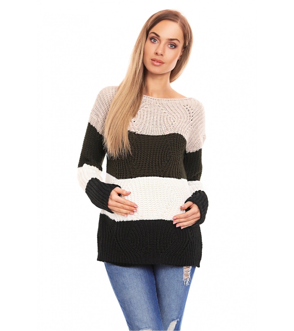 Sweter Ciążowy Model 70019 Khaki - PeeKaBoo