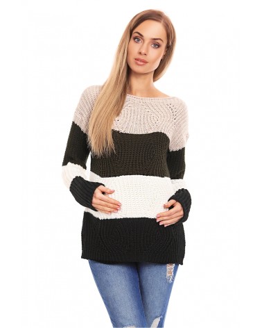 Sweter Ciążowy Model 70019 Khaki - PeeKaBoo
