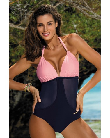 Jednoczęściowy strój kąpielowy Kostium Kąpielowy Model Priscilla Dafne-Cosmo M-428 Light Pink/Navy - Marko