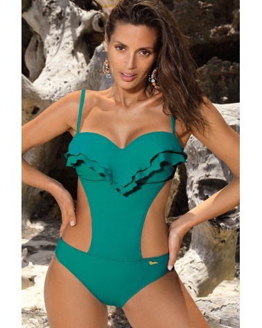 Jednoczęściowy strój kąpielowy Kostium kąpielowy Model Belinda Luxury M-548 Szmaragd - Marko