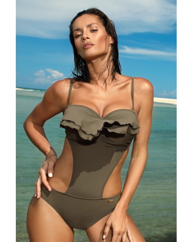 Jednoczęściowy strój kąpielowy Kostium kąpielowy Model Belinda Kaki M-548 Khaki - Marko