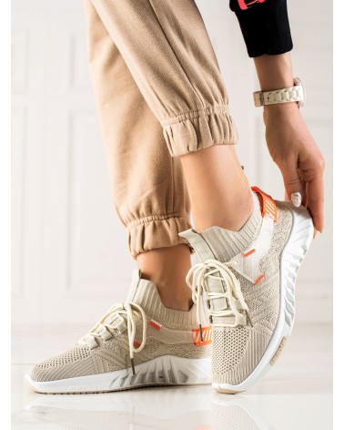 Sneakersy damskie z elastyczną cholewką beżowe