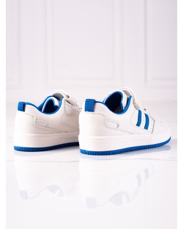 Sneakersy dziecięce ze skóry ekologicznej biało niebieskie