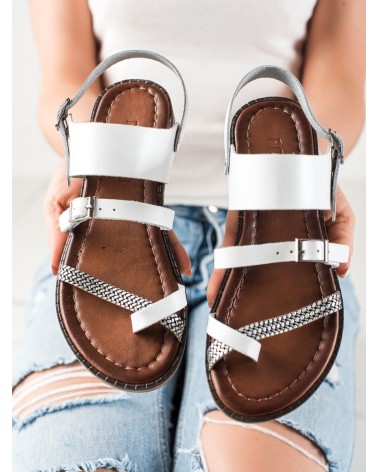 Skórzane sandałki Potocki białe