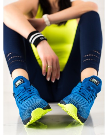 Sneakersy damskie DK niebieskie z neonową podeszwą