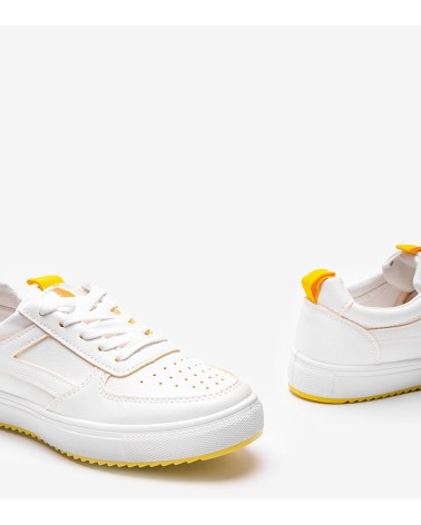 Biało żółte sneakersy sportowe Maggie