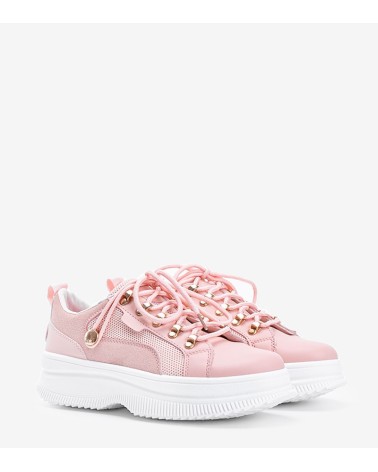 Różowe sneakersy na wysokiej podeszwie Tifel