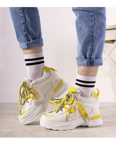 Biało żółte sneakersy z podwójnym wiązaniem One Chance