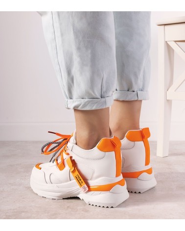 Biało pomarańczowe sneakersy z podwójnym wiązaniem One Chance