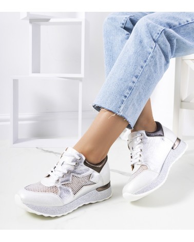 Białe metaliczne sneakersy Torres