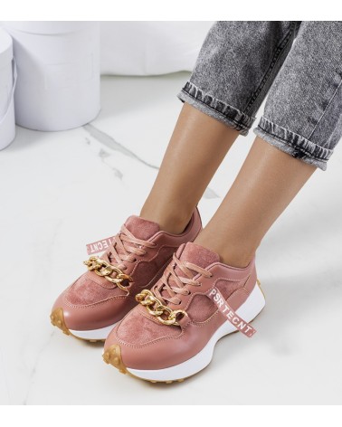 Różowe sneakersy z łańcuchem Samina