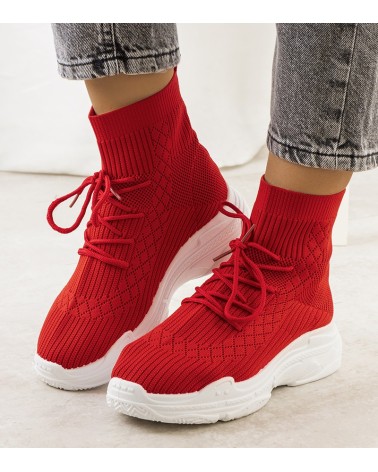 Czerwone sneakersy skarpetkowe Dowden