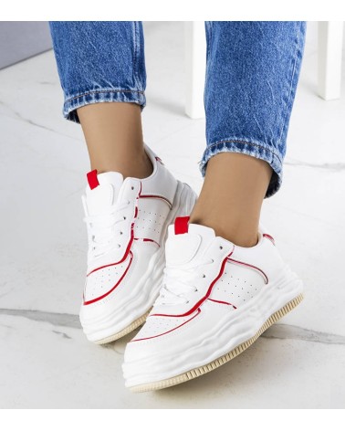 Białe sneakersy z czerwonymi wstawkami Nettie