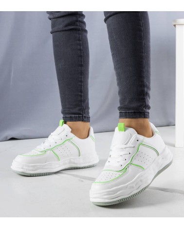 Białe sneakersy z zielonymi wstawkami Nettie