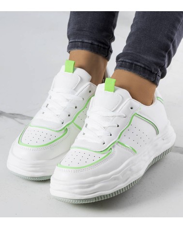 Białe sneakersy z zielonymi wstawkami Nettie