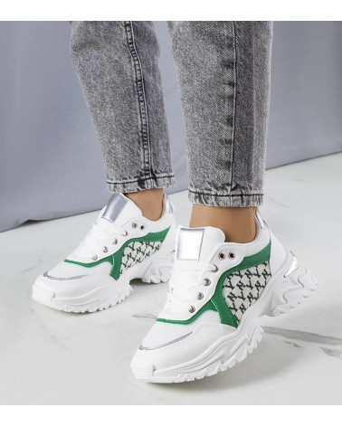 Biało-zielone sneakersy damskie Florival