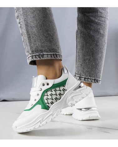 Biało-zielone sneakersy damskie Florival
