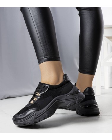 Czarne sneakersy z łączonych materiałów Jenna