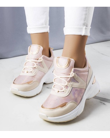 Różowe sneakersy z metalicznymi wstawkami Ruais