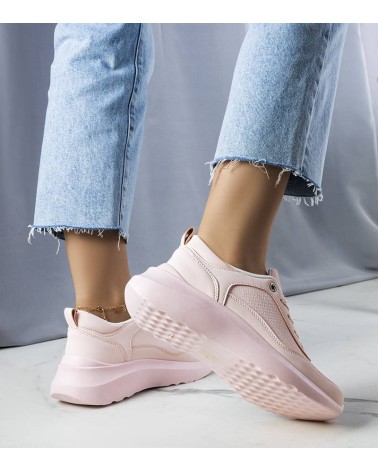 Różowe sneakersy na modnej podeszwie Panetier