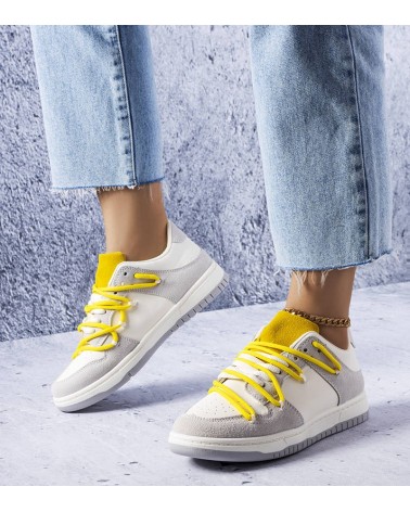Szare sneakersy z żółtymi sznurówkami Aucoin