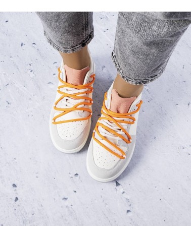 Szare sneakersy pomarańczowe sznurówki Aucoin