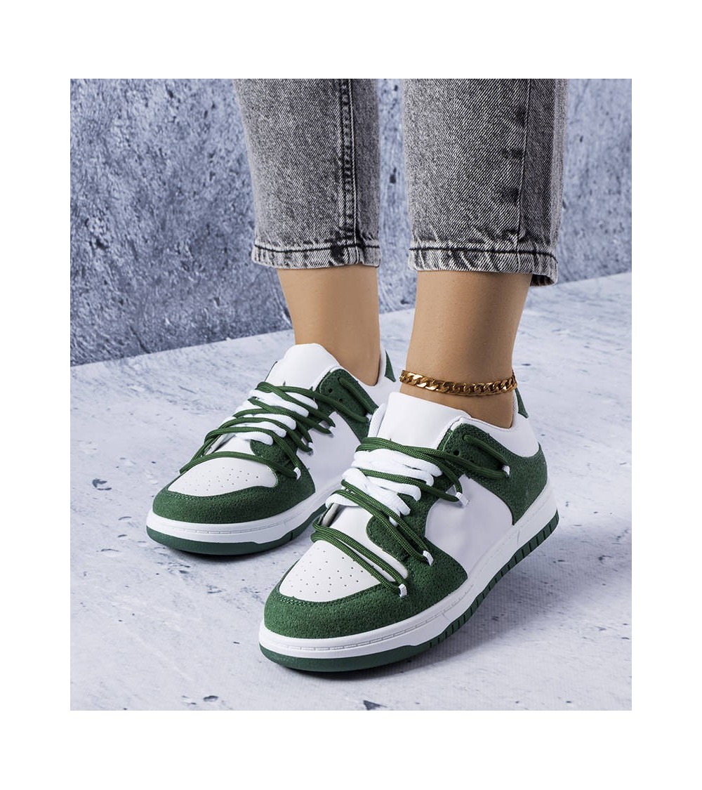 Zielone sneakersy z łączonych materiałów Hila