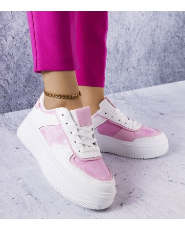 Biało-różowe buty na platformie Heloise