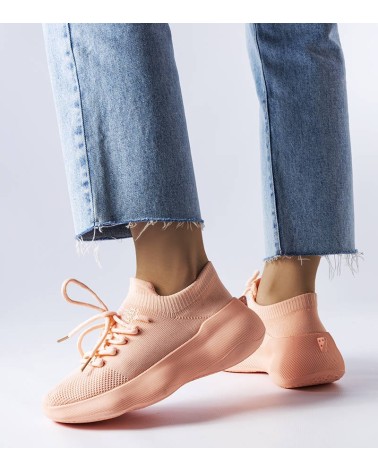 Różowe materiałowe buty sportowe Lavallée