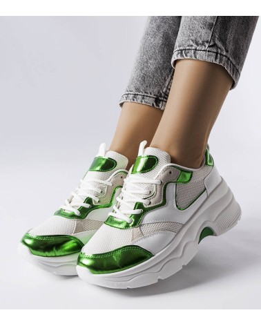 Biało-zielone sneakersy damskie Séguin