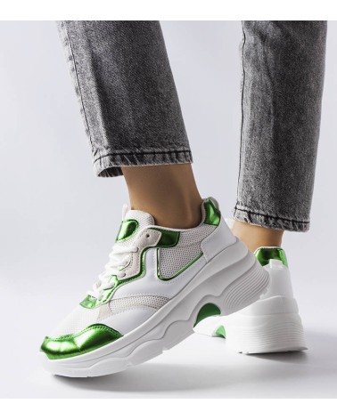 Biało-zielone sneakersy damskie Séguin
