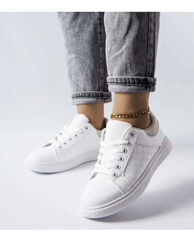 Biało-beżowe sneakersy z tłoczeniem Dreux