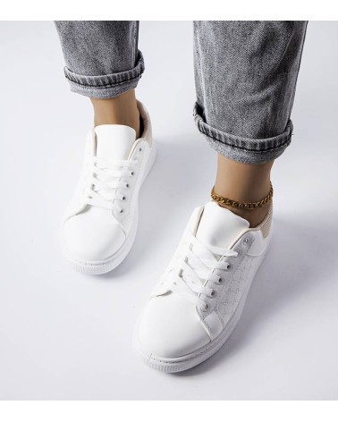 Biało-beżowe sneakersy z tłoczeniem Dreux