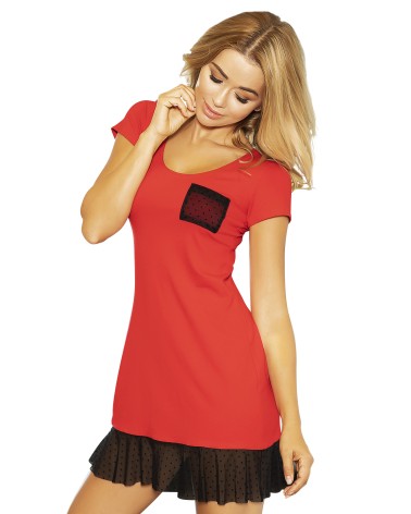 Koszulka nocna Halka Model Larisa wiskoza Red - Kalimo