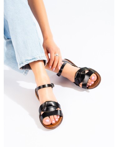 Skórzane sandały damskie Potocki czarne
