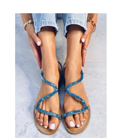 Sandałki z kryształkami ADANI BLUE - Inello