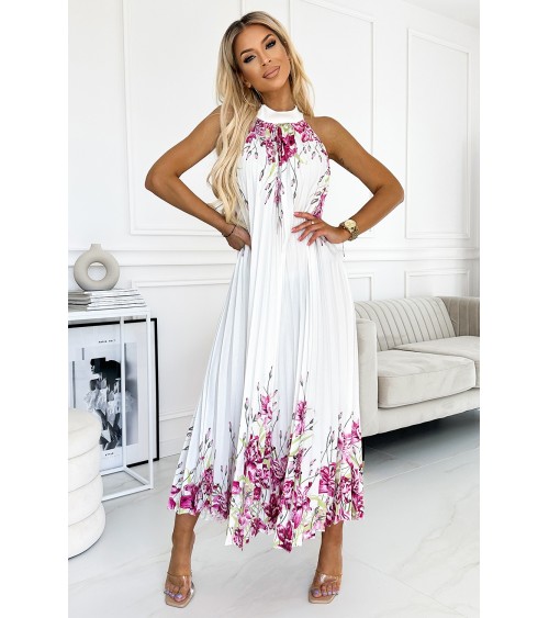 Sukienka Model 456-2 Ester White/Pink_Flowers - Numoco