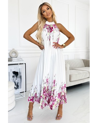 Sukienka Model 456-2 Ester White/Pink_Flowers - Numoco