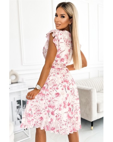 Sukienka Model 374-6 Polina Pink Flowers - Numoco