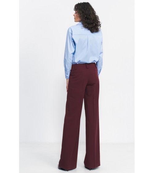 Bordowe spodnie typu wide leg SD81 Bordo - Nife