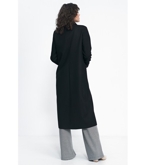 Czarny płaszcz oversize PL20 Black - Nife